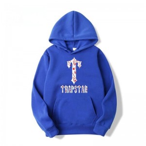 Trapstar Anime T-Flowers Pattern Men's Hoodie Blue | Dubai EH26-215